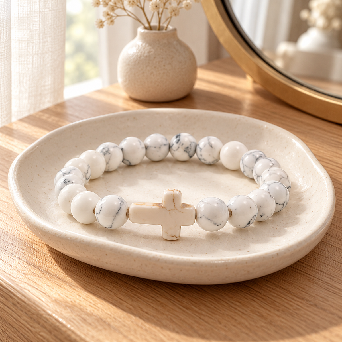 Bracelet Fin Croix Perles