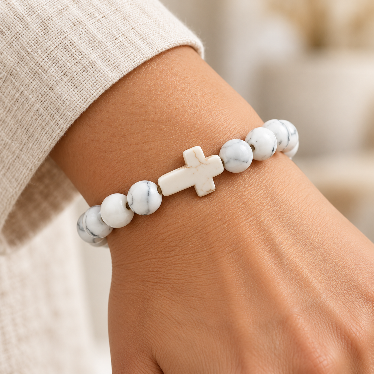 Bracelet Fin Croix Perles