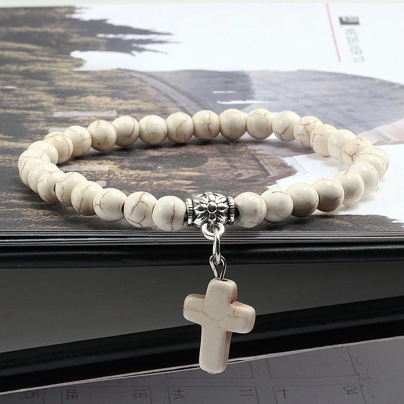 Bracelet Perle avec Croix