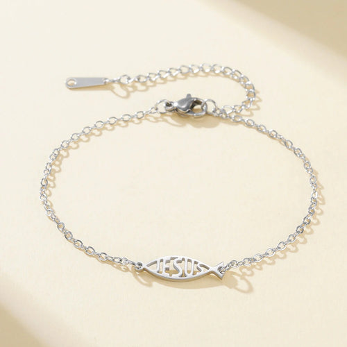 Bracelet Argent Croix et Poisson