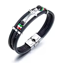 Bracelet Cuir Croix Italie Mode