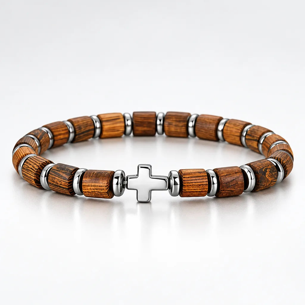 Bracelet Bois Tibet Croix