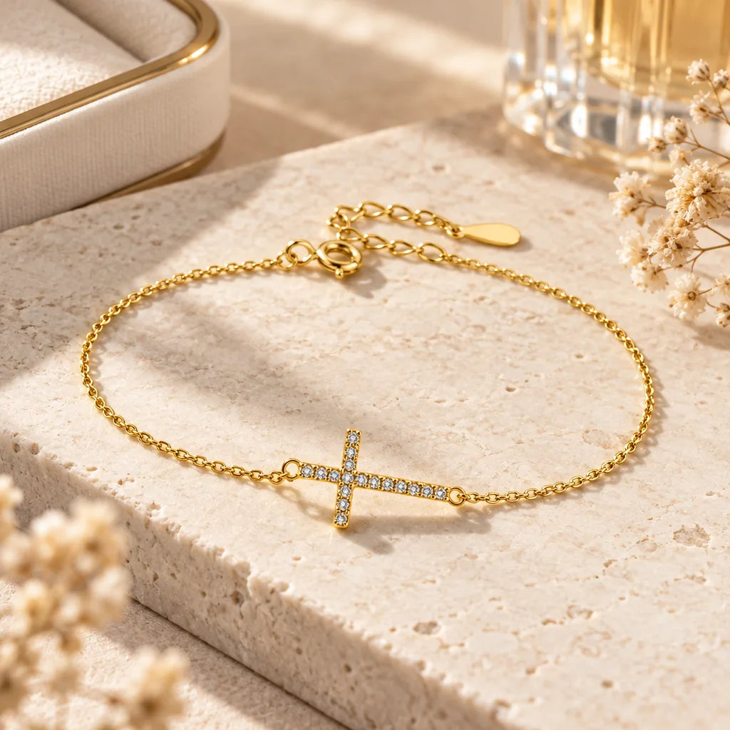 Bracelet Or avec Croix