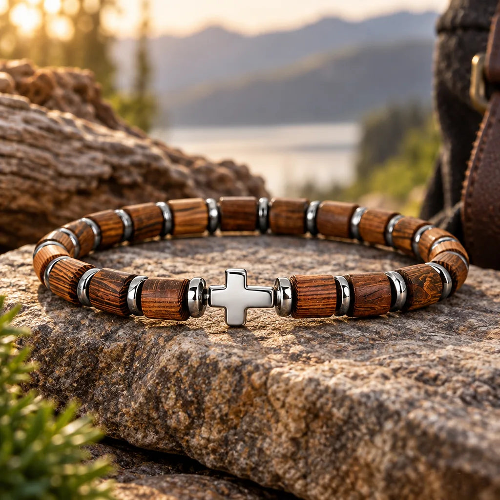 Bracelet Bois Tibet Croix