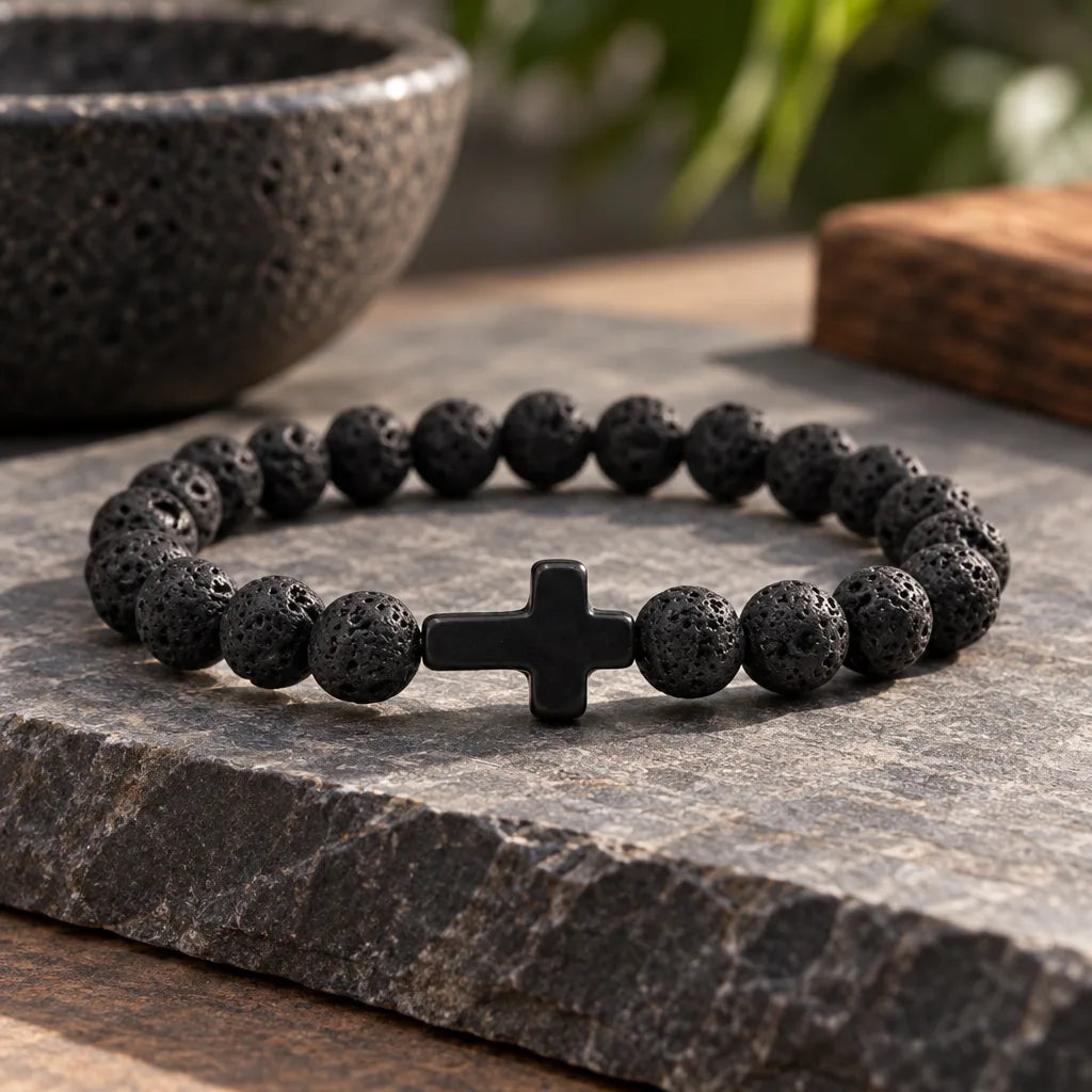 Bracelet Croix Noir