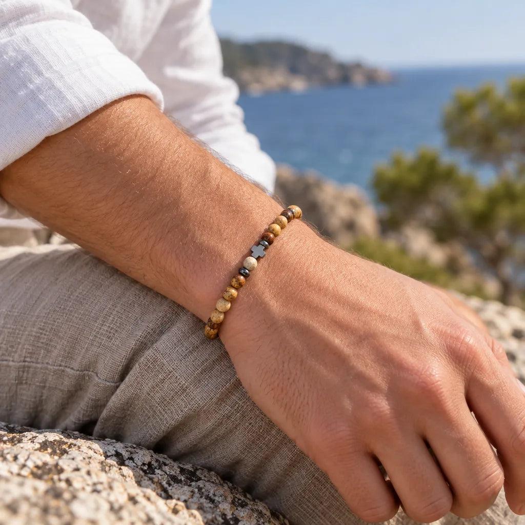 Bracelet avec une Croix et des Perles Bandol