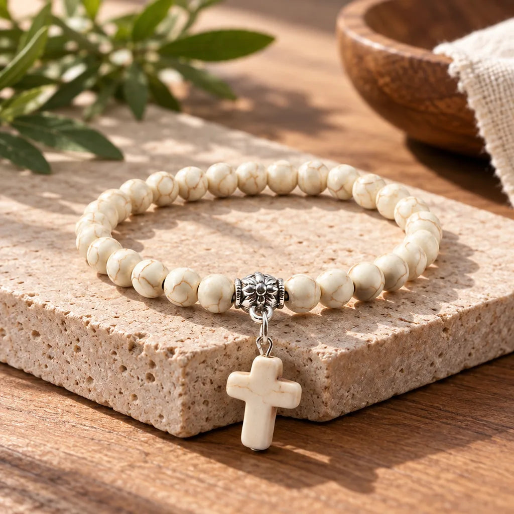 Bracelet Perle avec Croix