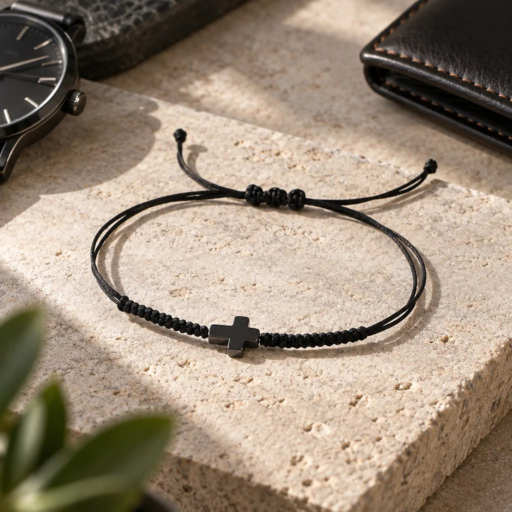 Bracelet Cordon Croix Homme