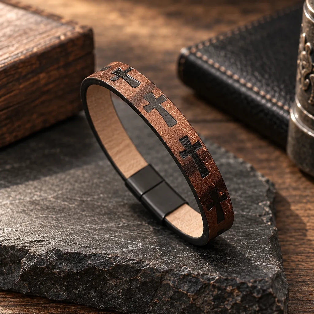 Bracelet Cuir Croix