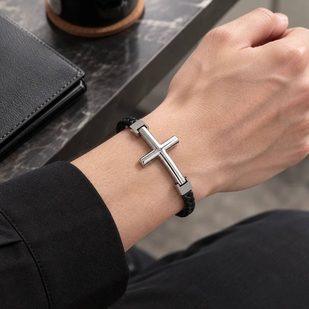 Bracelet Cuir Croix