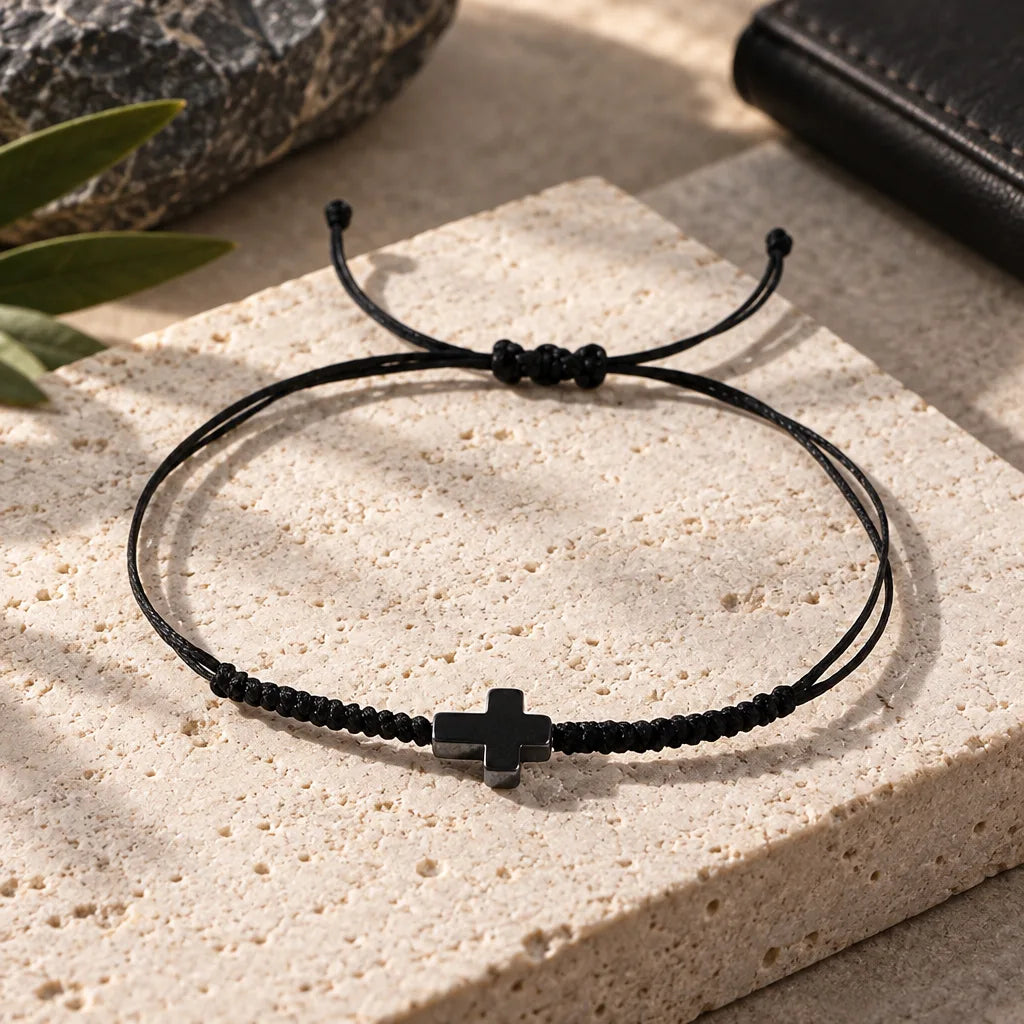 Bracelet Cordon Croix Homme