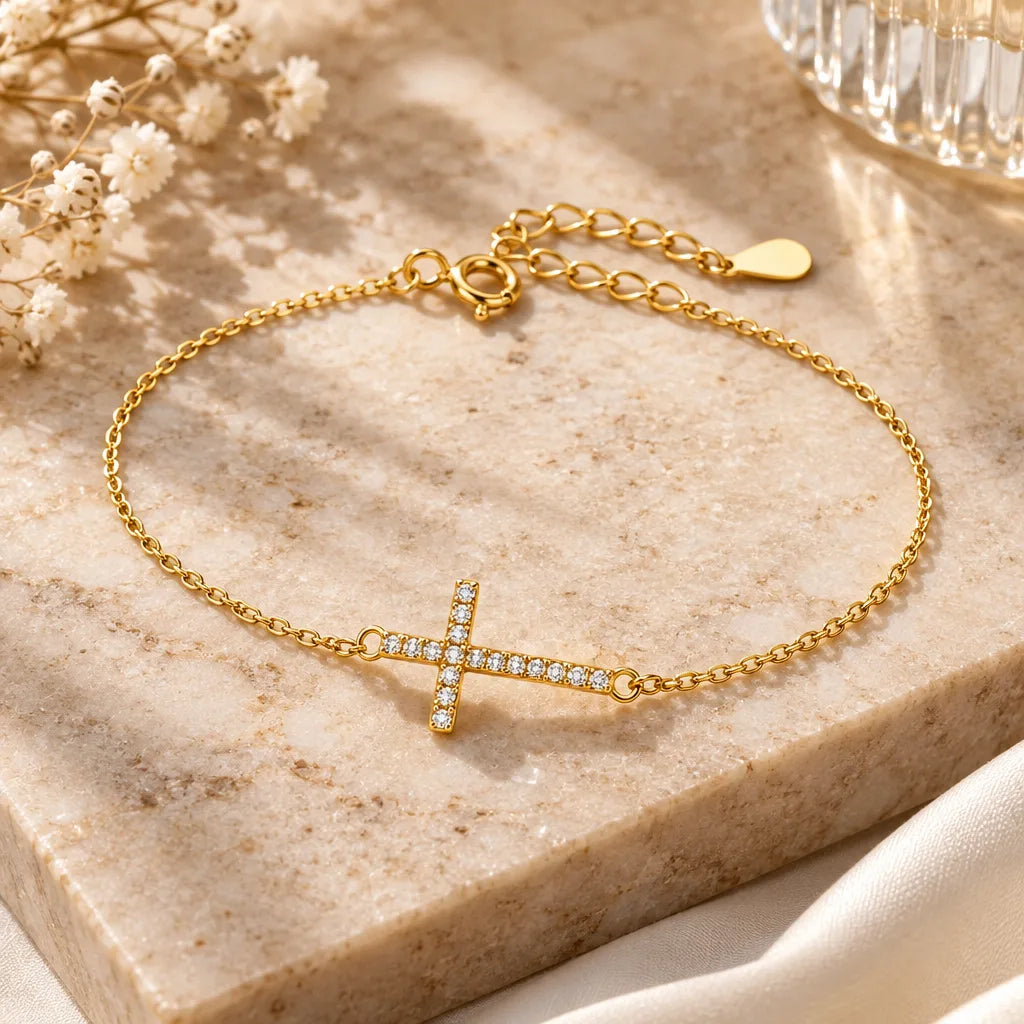 Bracelet Or avec Croix