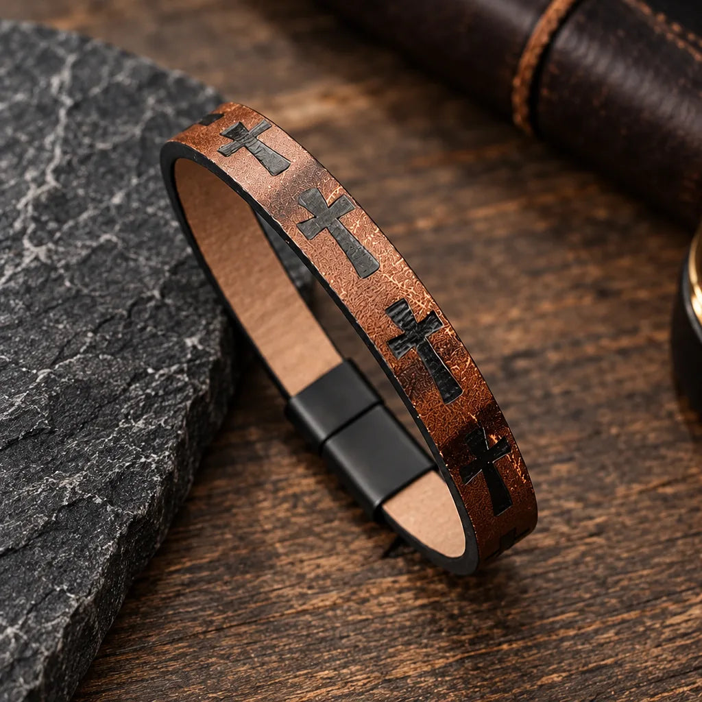 Bracelet Cuir Croix