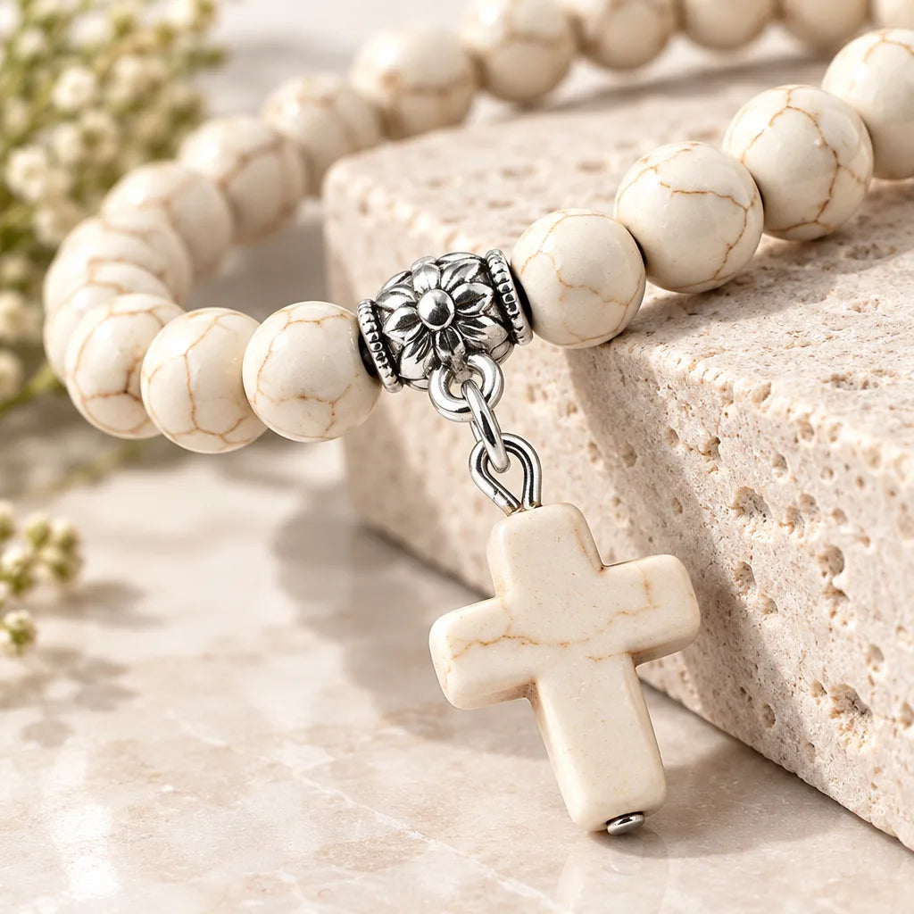 Bracelet Perle avec Croix