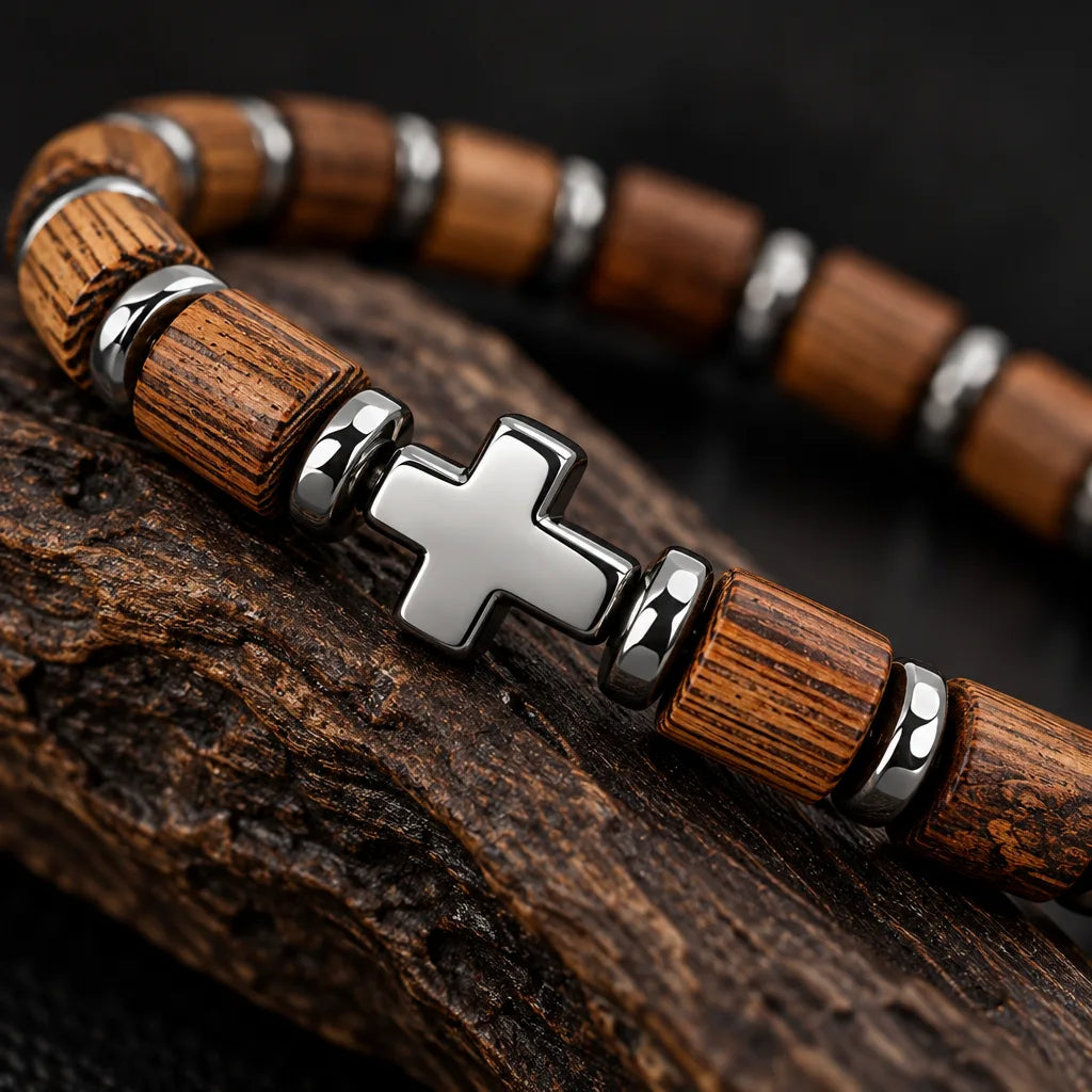 Bracelet Bois Tibet Croix